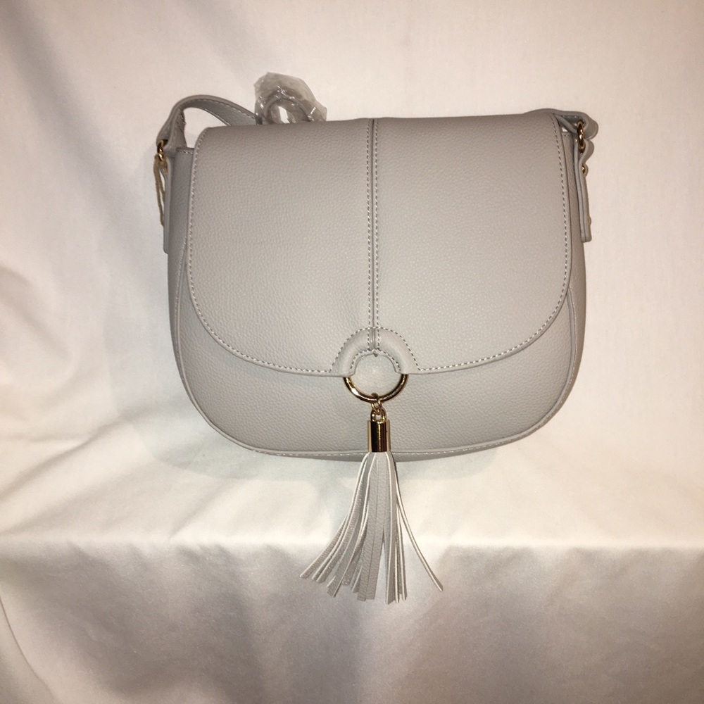 Amanda Blu contrast stitch saddle bag grey dove
